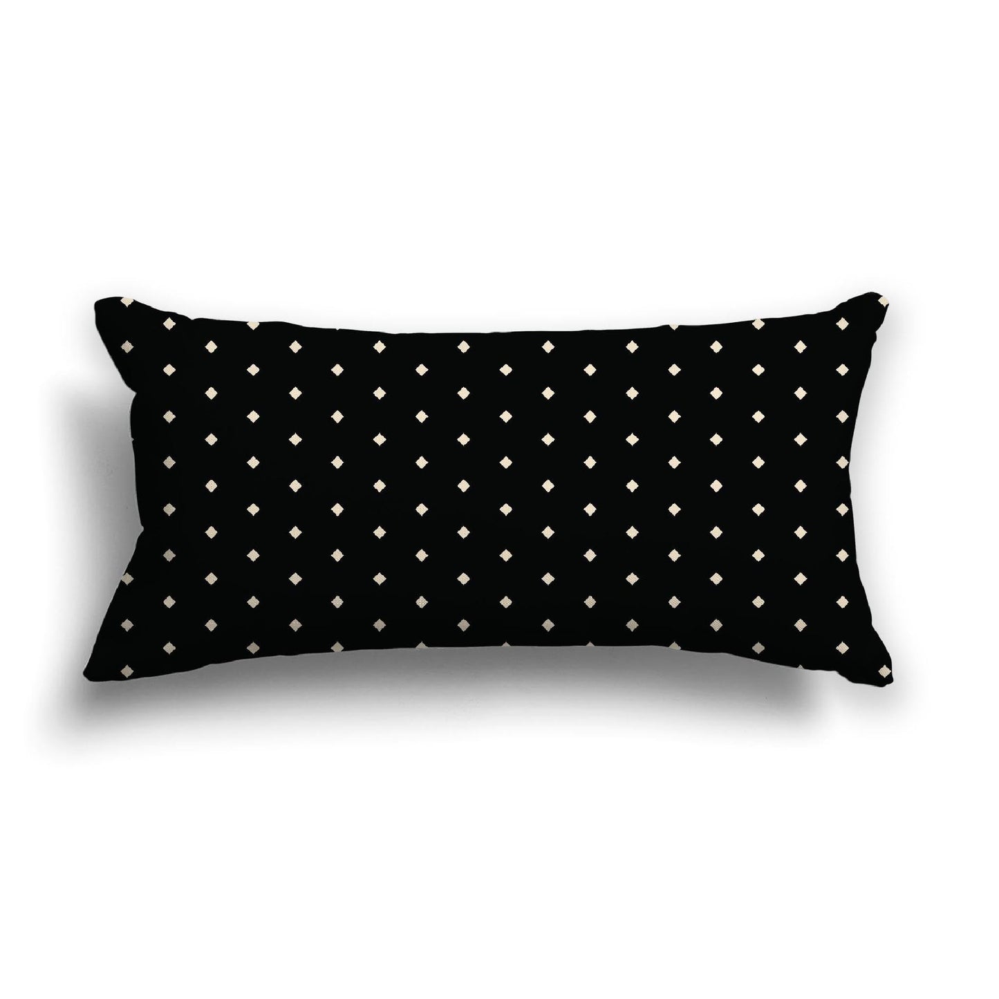 Black Cotton Canvas Cushion Covers with Fine Beige Diamonds on Front, CACU-CC-1015-112, 61 x 30 cm, 24 x 12 inches