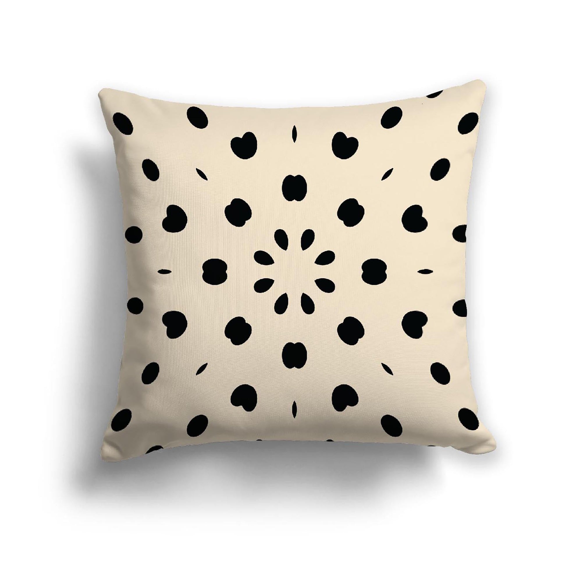 Beige Cotton Canvas Cushion Covers with Black Burst Pattern on Front, CACU-CC-1015-231, 46 x 46 cm, 18 x 18 inches