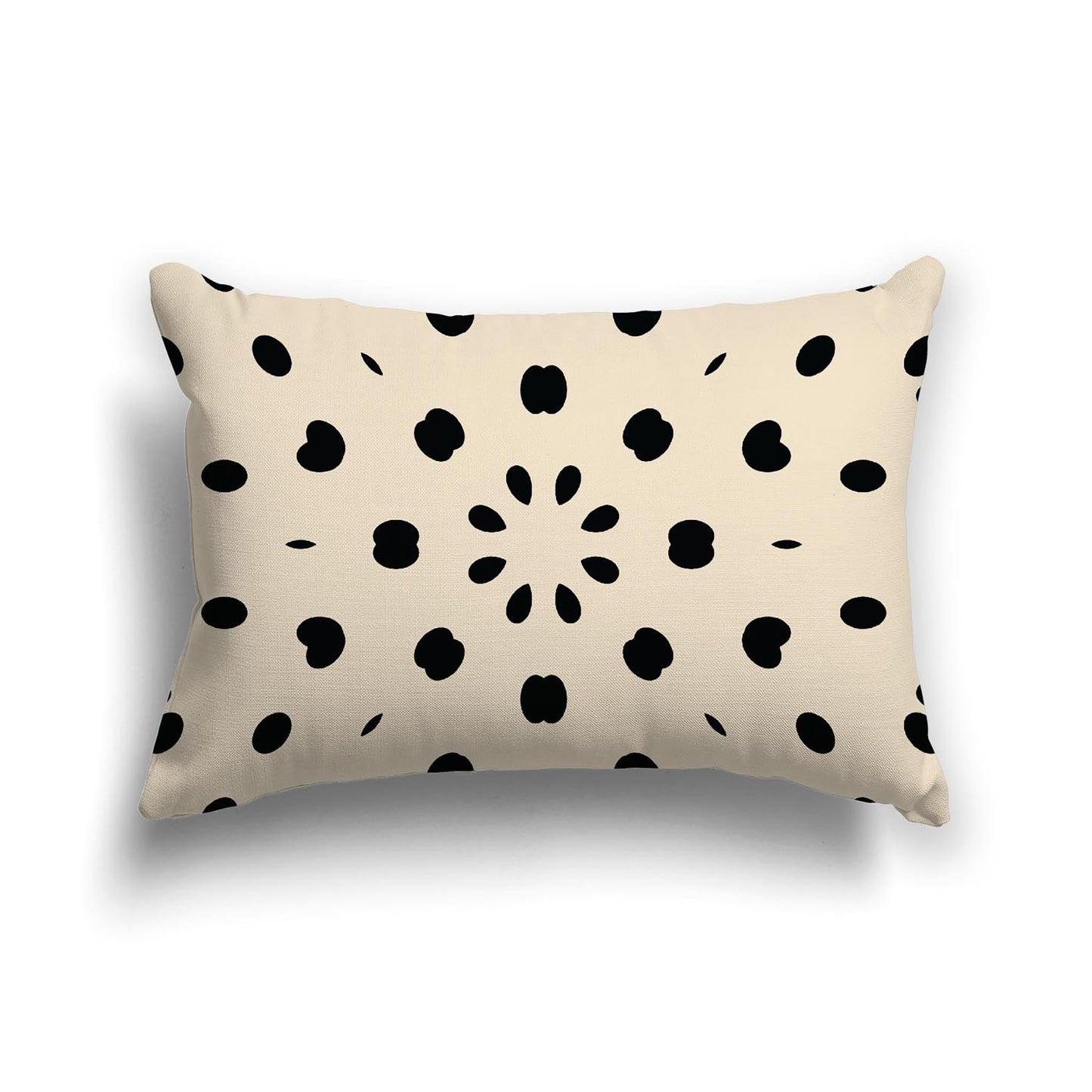 Beige Cotton Canvas Cushion Covers with Black Burst Pattern on Front, CACU-CC-1015-231, 51 x 36 cm, 20 x 14 inches