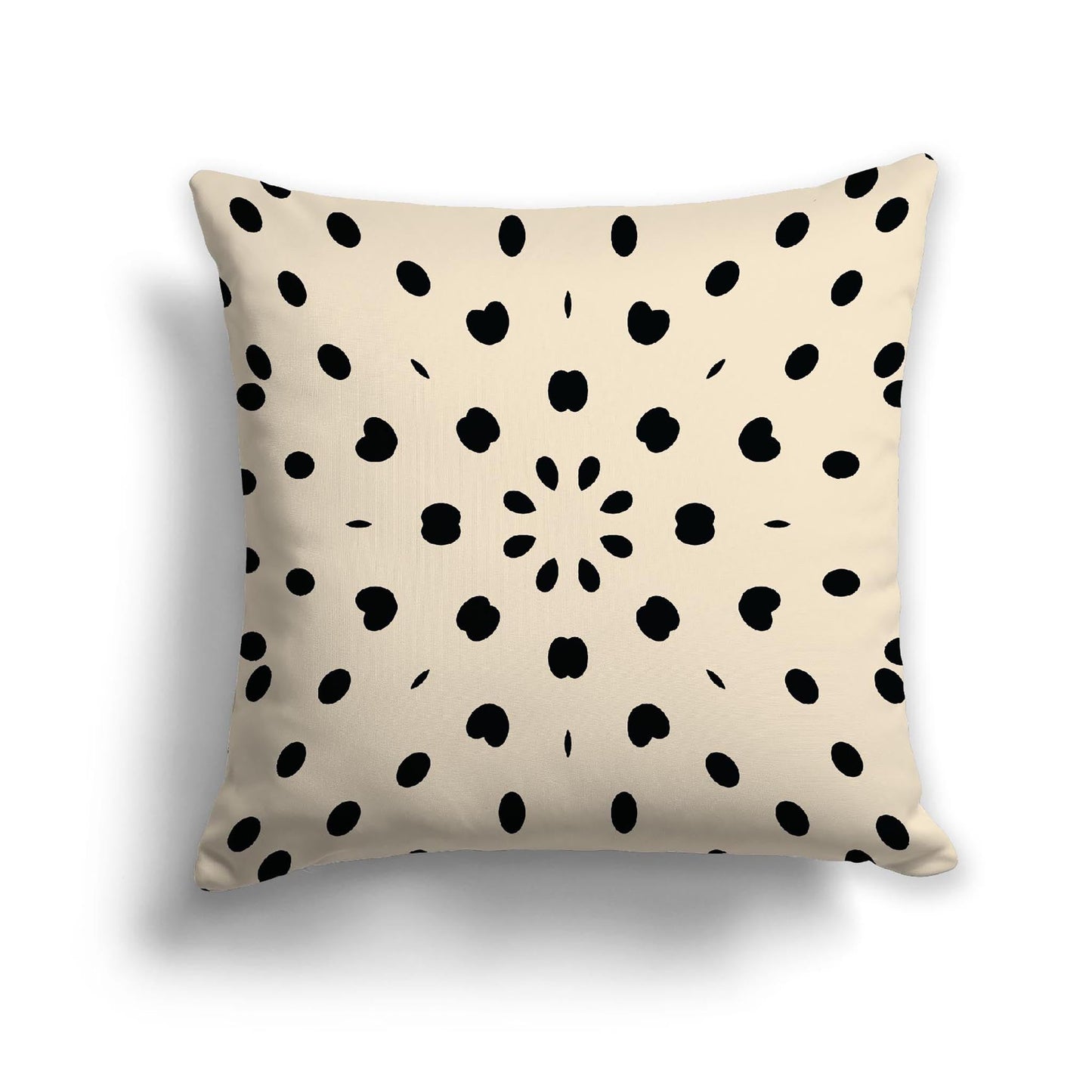 Beige Cotton Canvas Cushion Covers with Black Burst Pattern on Front, CACU-CC-1015-231, 56 x 56 cm, 22 x 22 inches