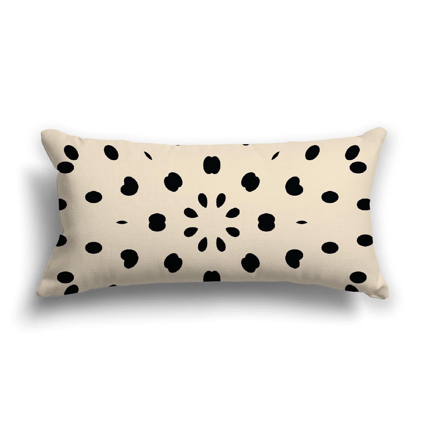 Beige Cotton Canvas Cushion Covers with Black Burst Pattern on Front, CACU-CC-1015-231, 61 x 30 cm, 24 x 12 inches