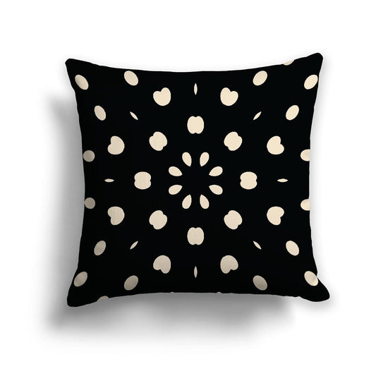 Black Cotton Canvas Cushion Covers with Beige Burst Pattern on Front, CACU-CC-1015-232, 46 x 46 cm, 18 x 18 inches