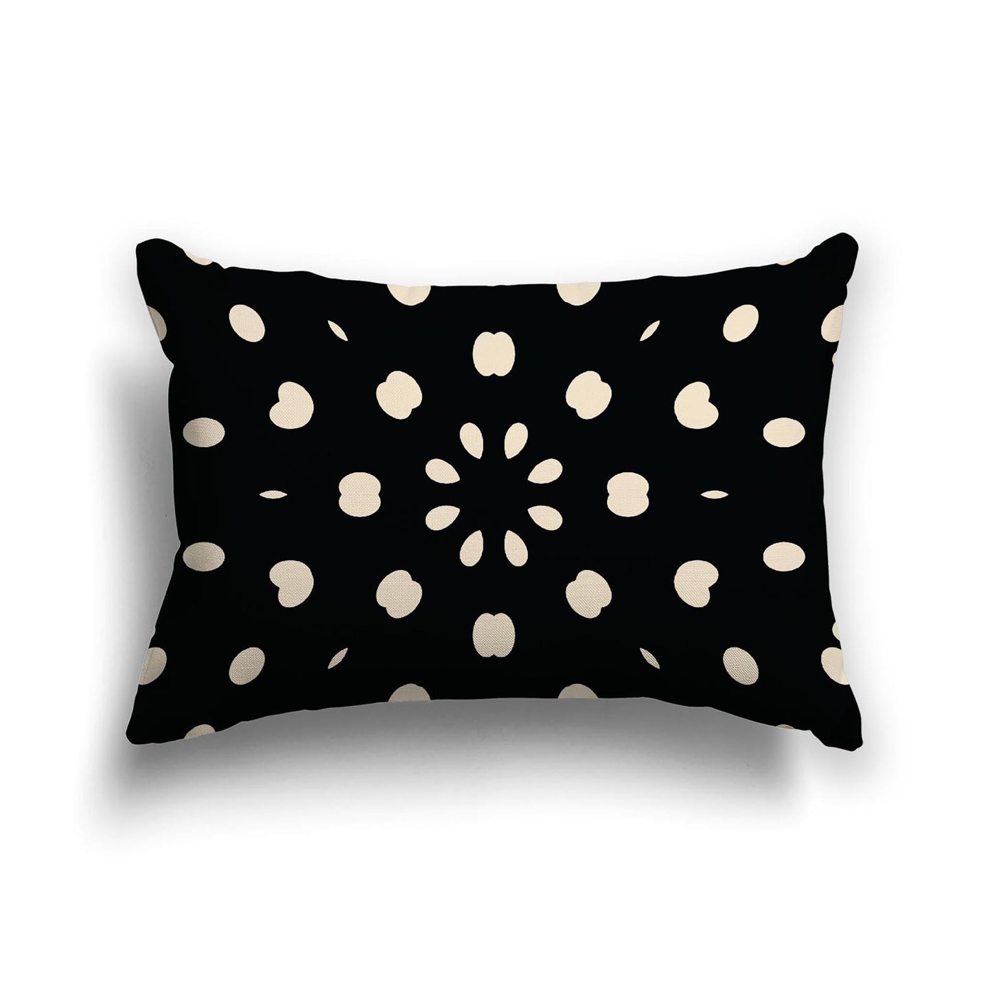 Black Cotton Canvas Cushion Covers with Beige Burst Pattern on Front, CACU-CC-1015-232, 51 x 36 cm, 20 x 14 inches