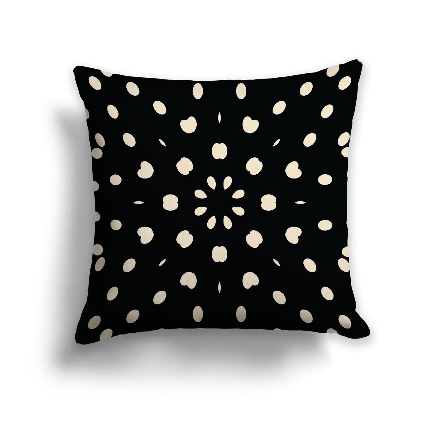 Black Cotton Canvas Cushion Covers with Beige Burst Pattern on Front, CACU-CC-1015-232, 56 x 56 cm, 22 x 22 inches