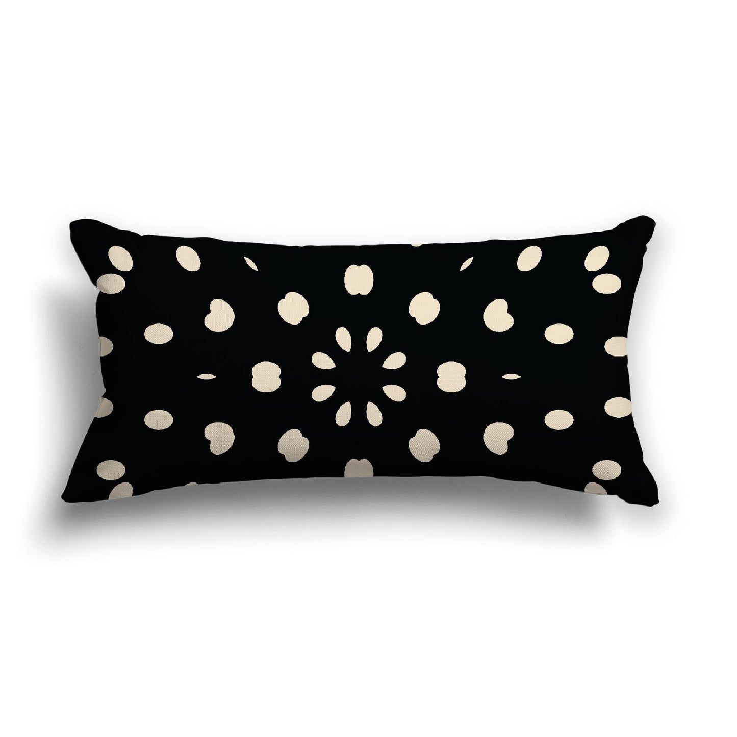 Black Cotton Canvas Cushion Covers with Beige Burst Pattern on Front, CACU-CC-1015-232, 61 x 30 cm, 24 x 12 inches