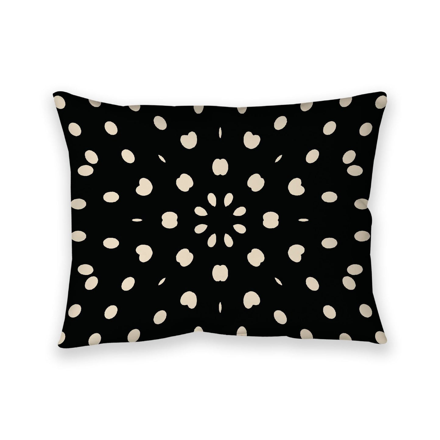 Black Cotton Canvas Cushion Covers with Beige Burst Pattern on Front, CACU-CC-1015-232, 66 x 51 cm, 26 x 20 inches