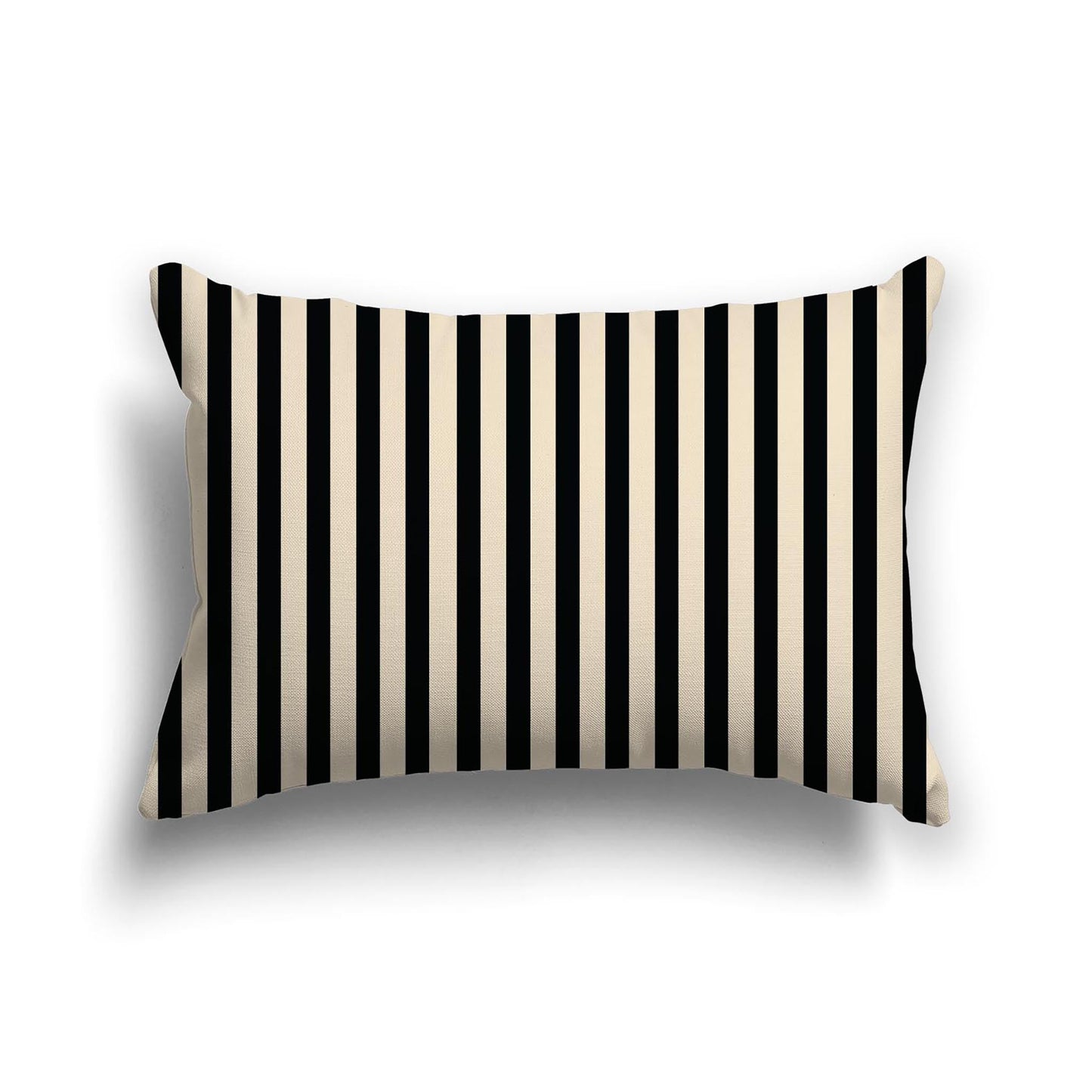 Beige Cotton Canvas Cushion Covers with Thin Black Bars on Front, CACU-CC-1015-241, 51 x 36 cm, 20 x 14 inches