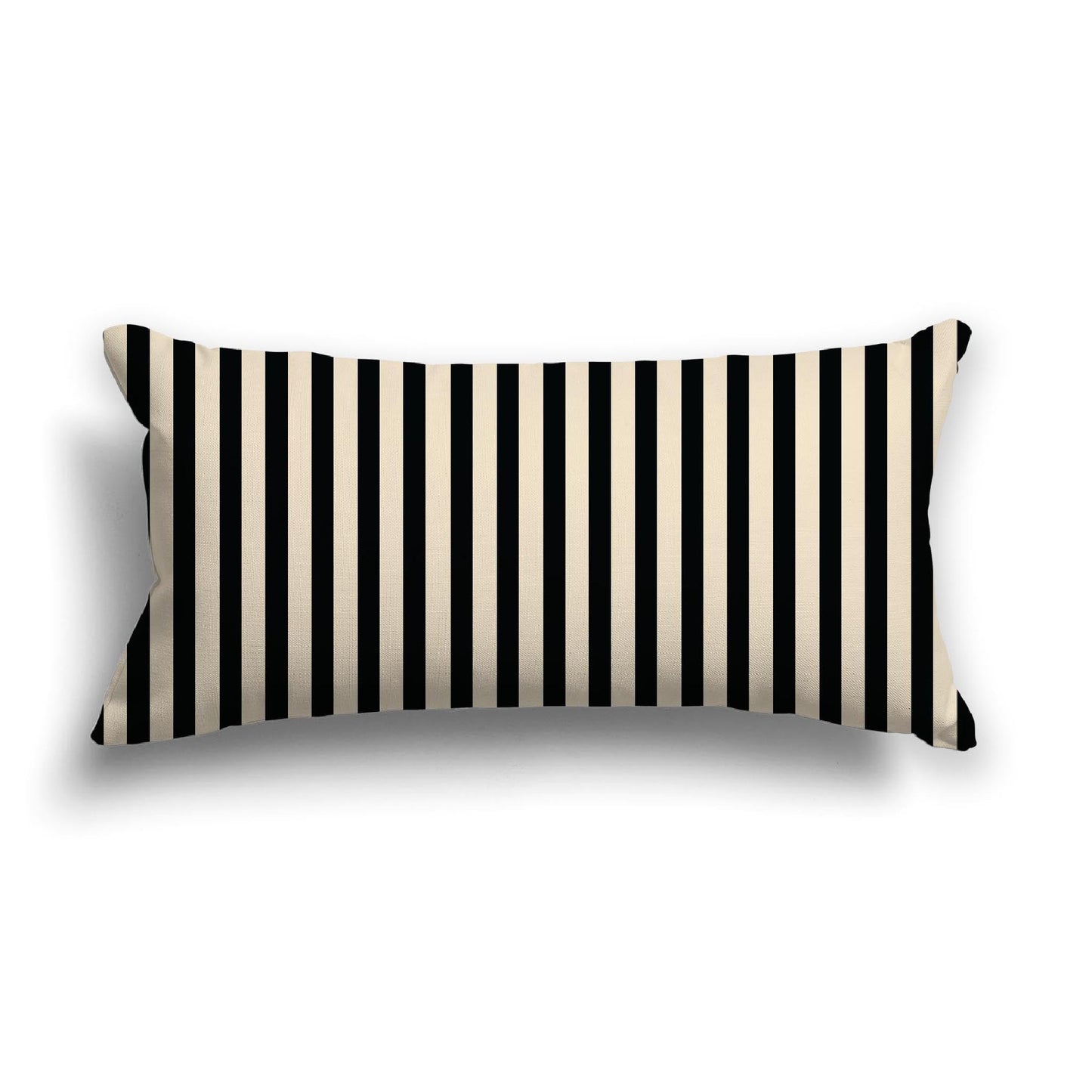 Beige Cotton Canvas Cushion Covers with Thin Black Bars on Front, CACU-CC-1015-241, 61 x 30 cm, 24 x 12 inches