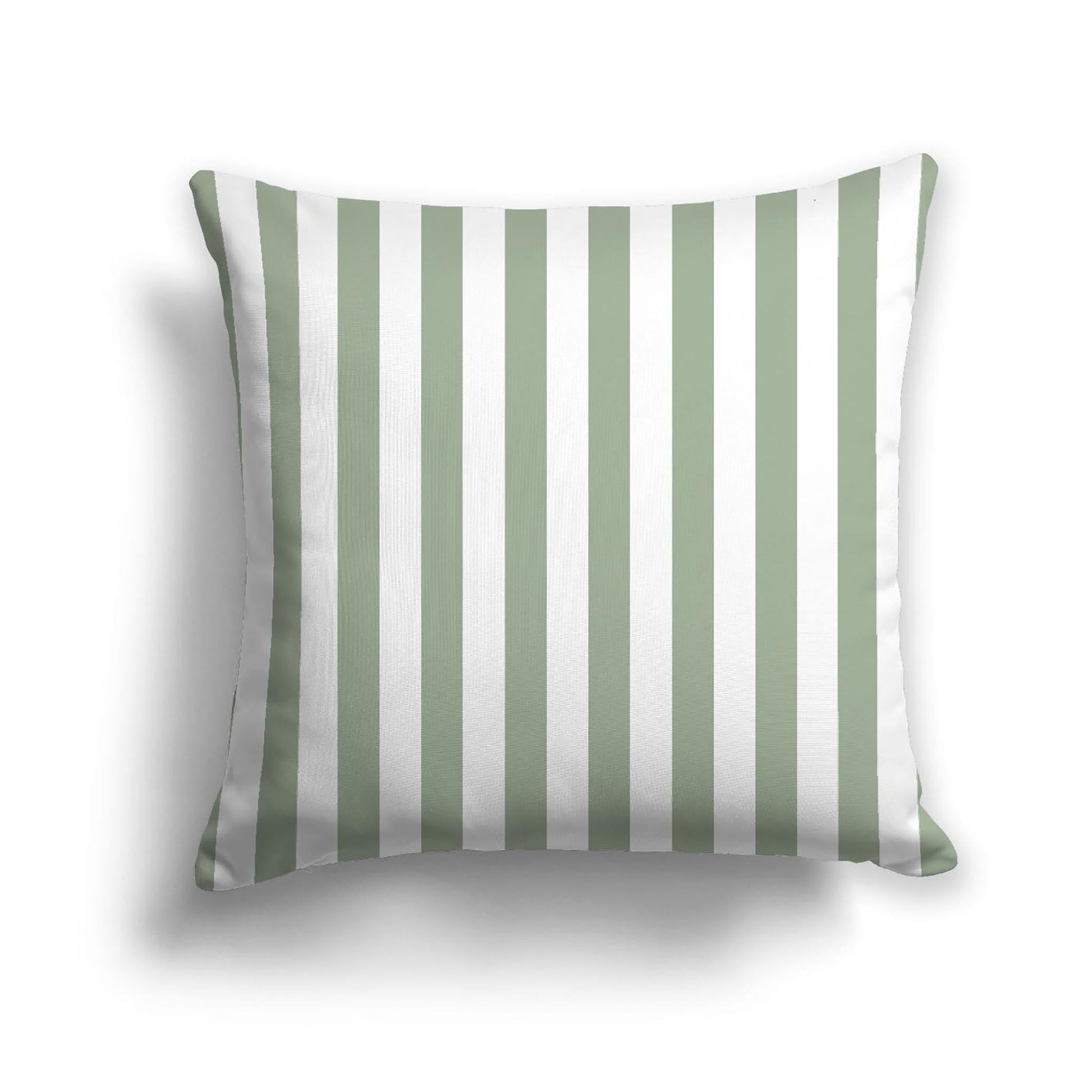 Off-White Cotton Canvas Cushion Covers with Green Bars on Front, CACU-CC-1052-051, 46 x 46 cm, 18 x 18 inches
