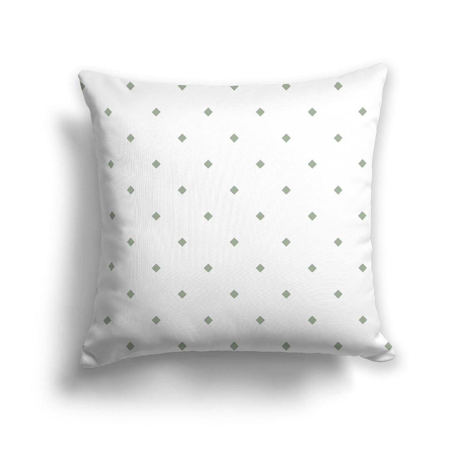 Off-White Cotton Canvas Cushion Covers with Green Diamonds on Front, CACU-CC-1052-101, 46 x 46 cm, 18 x 18 inches