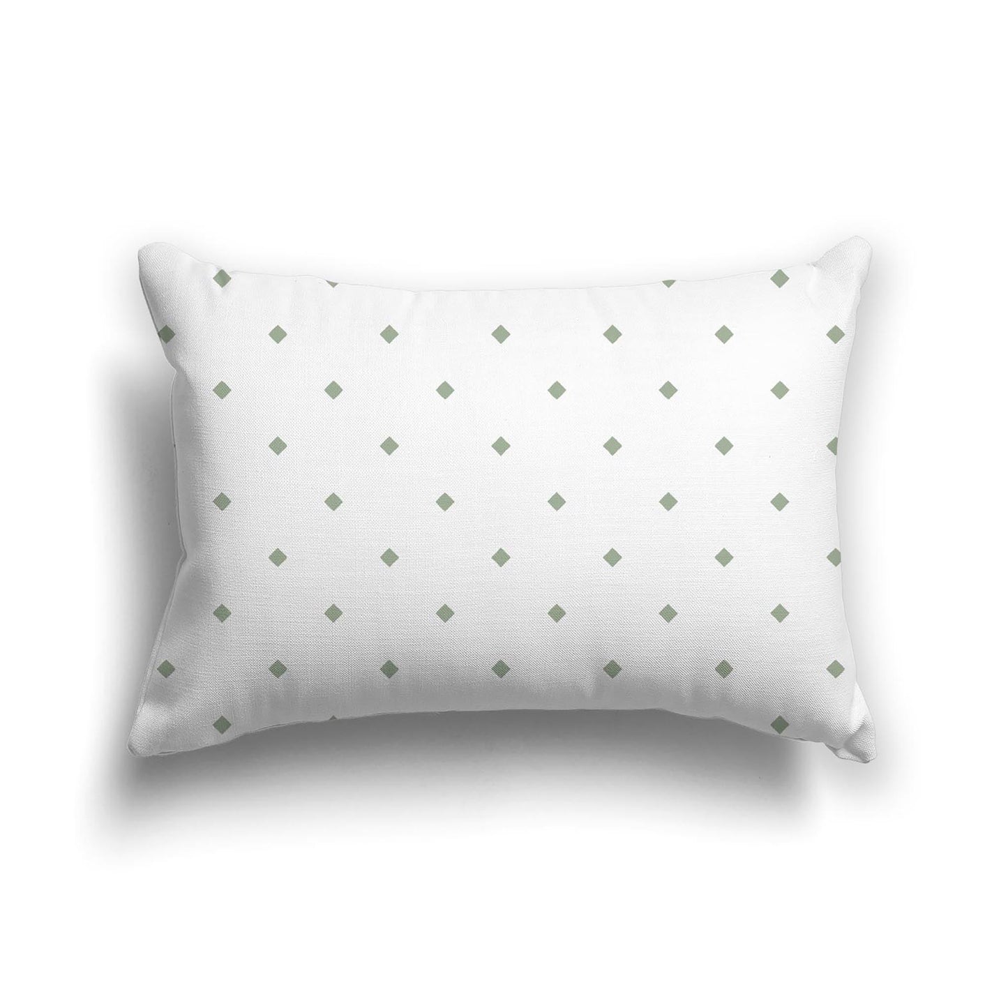 Off-White Cotton Canvas Cushion Covers with Green Diamonds on Front, CACU-CC-1052-101, 51 x 36 cm, 20 x 14 inches