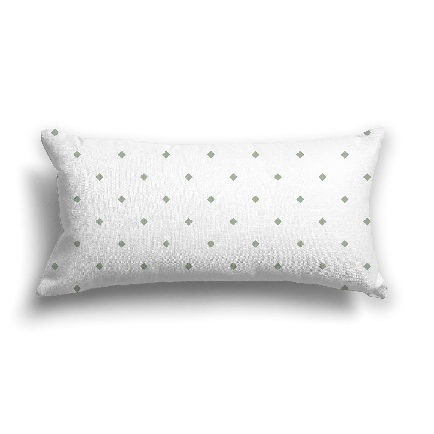 Off-White Cotton Canvas Cushion Covers with Green Diamonds on Front, CACU-CC-1052-101, 61 x 30 cm, 24 x 12 inches