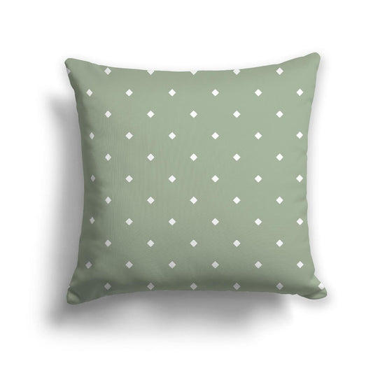 Green Cotton Canvas Cushion Covers with Off-White Diamonds on Front, CACU-CC-1052-102, 46 x 46 cm, 18 x 18 inches