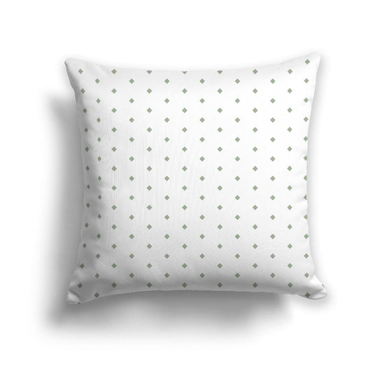 Off-White Cotton Canvas Cushion Covers with Fine Green Diamonds on Front, CACU-CC-1052-111, 46 x 46 cm, 18 x 18 inches