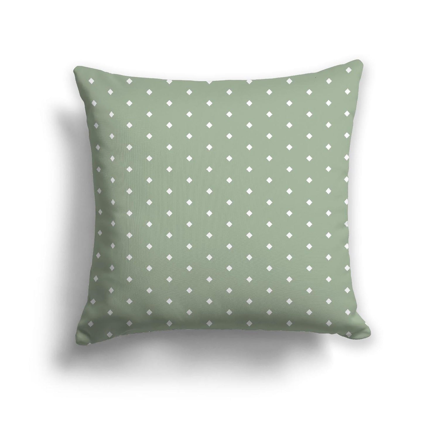 Green Cotton Canvas Cushion Covers with Fine Off-White Diamonds on Front, CACU-CC-1052-112, 46 x 46 cm, 18 x 18 inches
