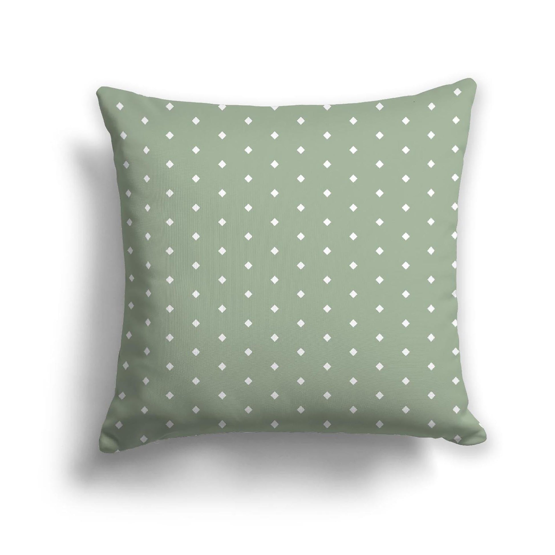 Green Cotton Canvas Cushion Covers with Fine Off-White Diamonds on Front, CACU-CC-1052-112, 46 x 46 cm, 18 x 18 inches