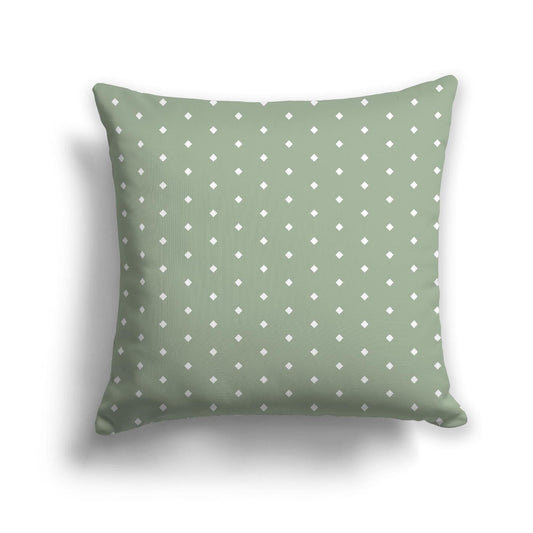 Green Cotton Canvas Cushion Covers with Fine Off-White Diamonds on Front, CACU-CC-1052-112, 46 x 46 cm, 18 x 18 inches