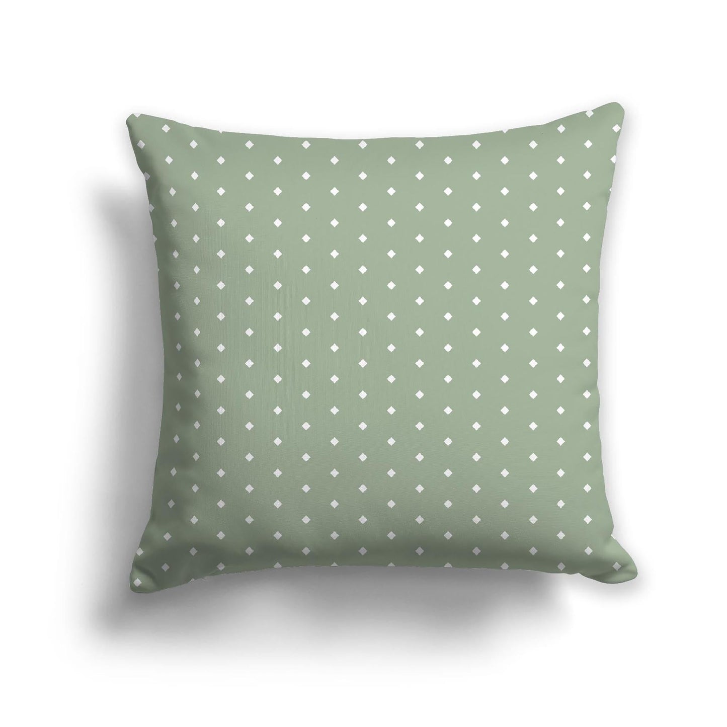 Green Cotton Canvas Cushion Covers with Fine Off-White Diamonds on Front, CACU-CC-1052-112, 56 x 56 cm, 22 x 22 inches
