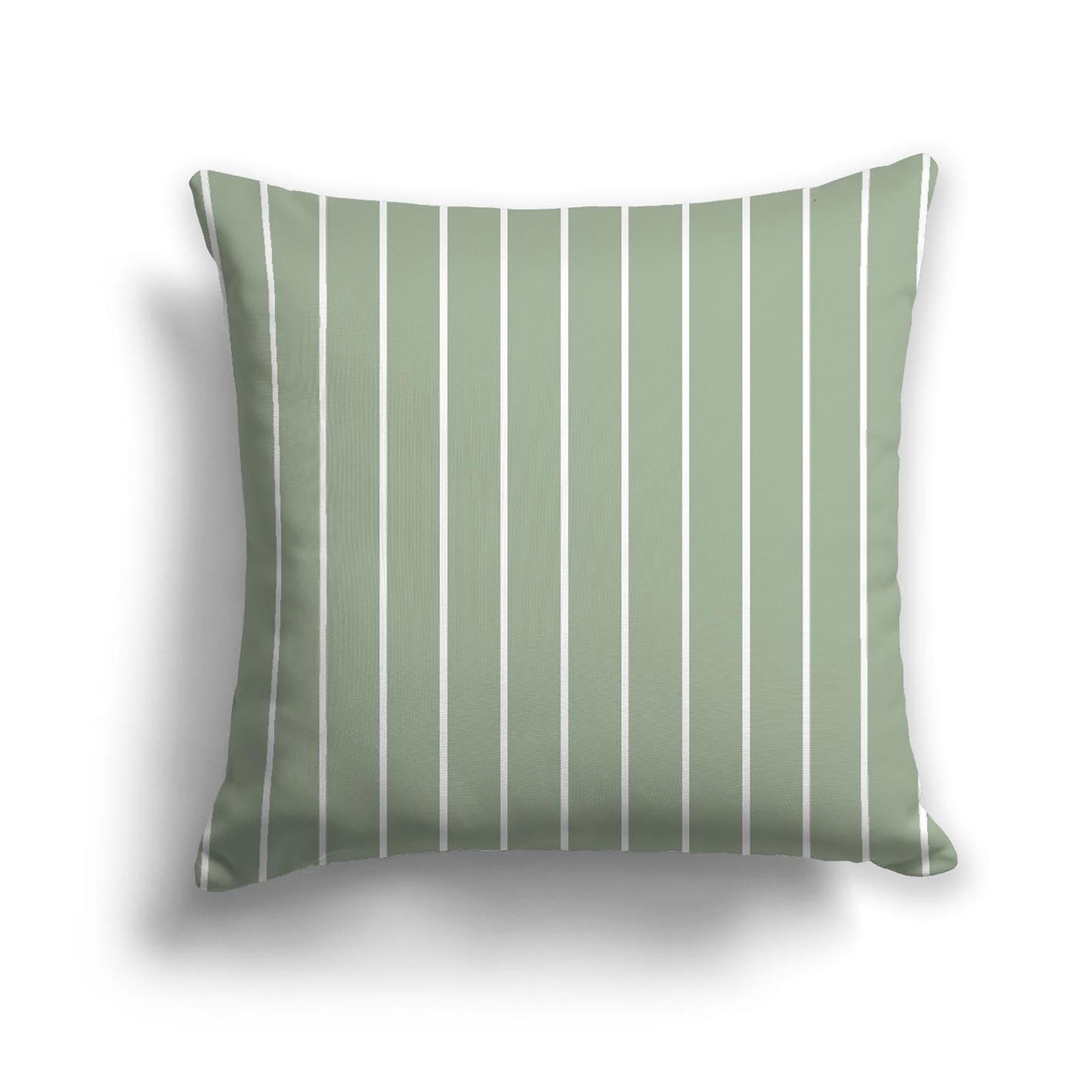 Green Cotton Canvas Cushion Covers with Fine Off-White Stripes on Front, CACU-CC-1052-152, 46 x 46 cm, 18 x 18 inches