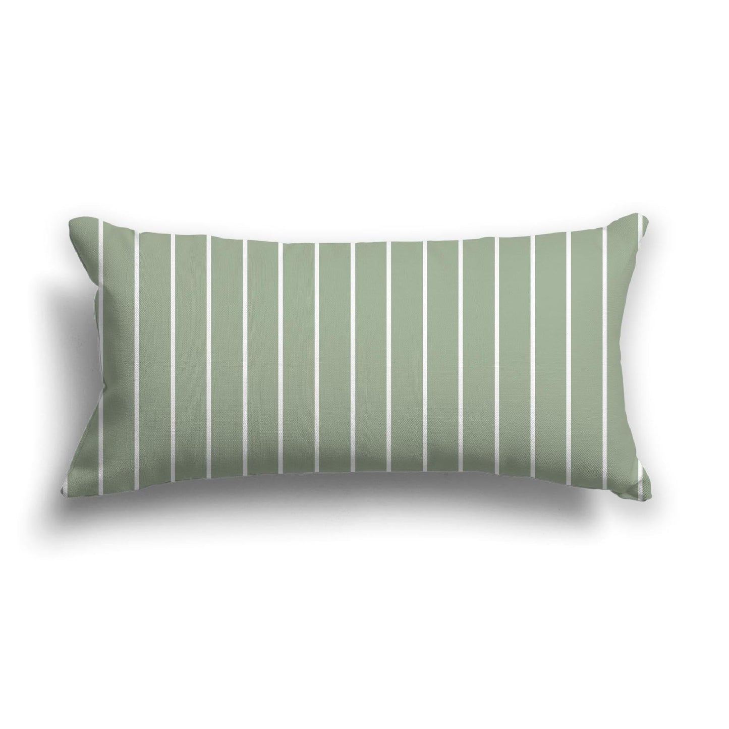 Green Cotton Canvas Cushion Covers with Fine Off-White Stripes on Front, CACU-CC-1052-152, 61 x 30 cm, 24 x 12 inches