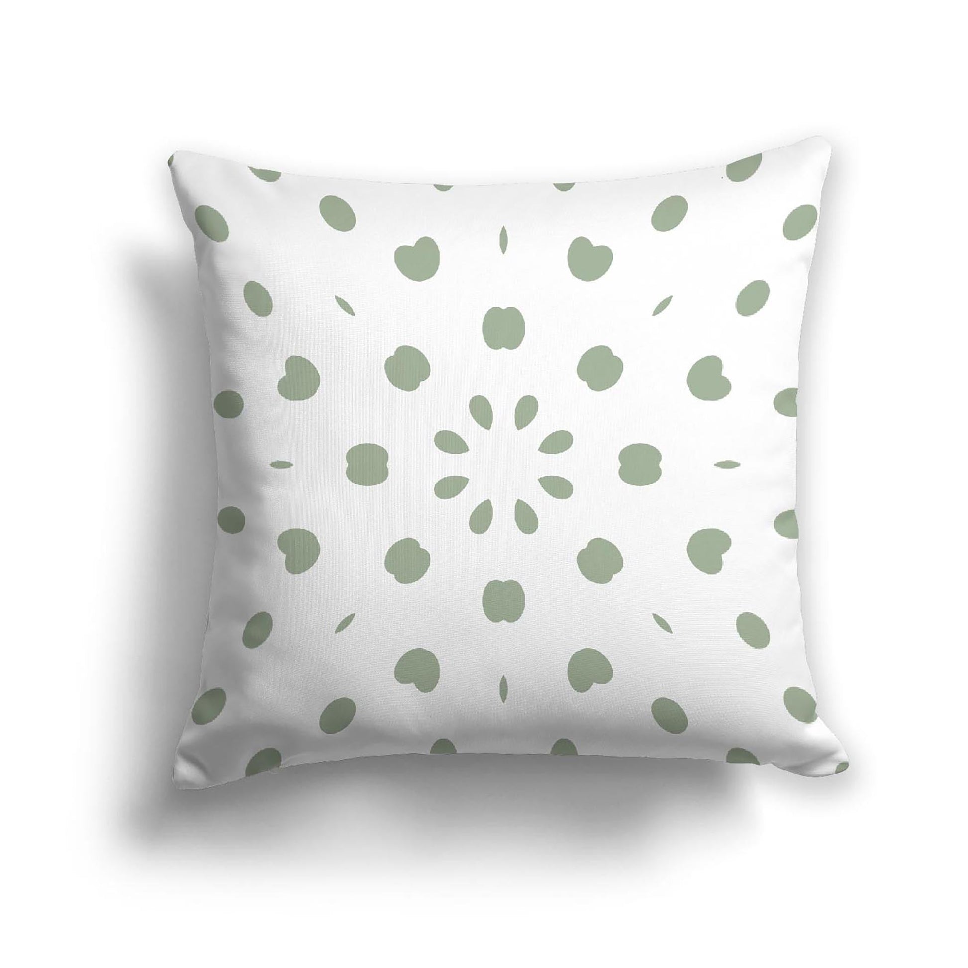 Off-White Cotton Canvas Cushion Covers with Green Burst Pattern on Front, CACU-CC-1052-231, 46 x 46 cm, 18 x 18 inches