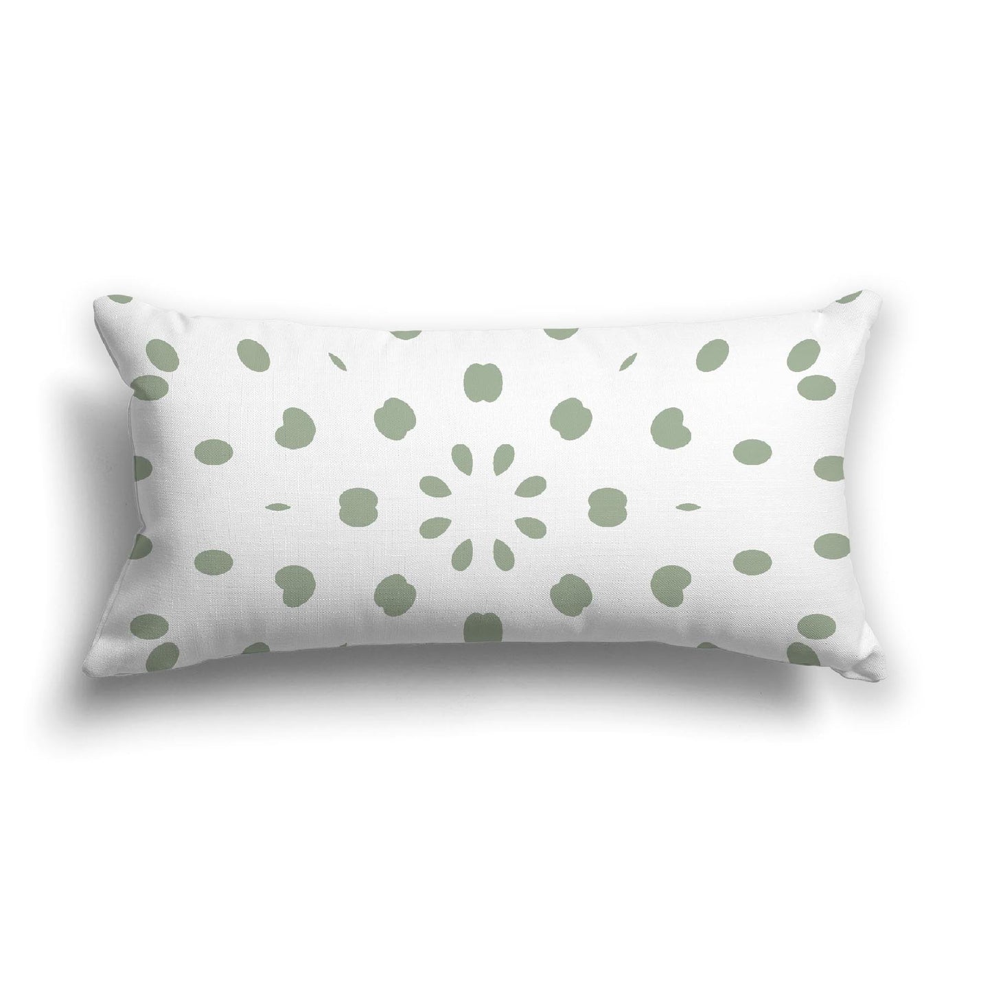 Off-White Cotton Canvas Cushion Covers with Green Burst Pattern on Front, CACU-CC-1052-231, 61 x 30 cm, 24 x 12 inches