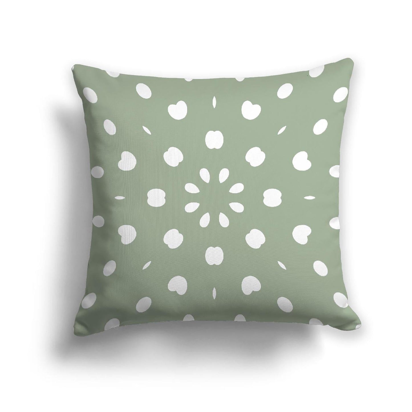 Green Cotton Canvas Cushion Covers with Off-White Burst Pattern on Front, CACU-CC-1052-232, 46 x 46 cm, 18 x 18 inches