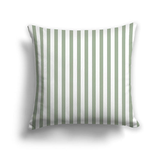 Off-White Cotton Canvas Cushion Covers with Thin Green Bars on Front, CACU-CC-1052-241, 46 x 46 cm, 18 x 18 inches