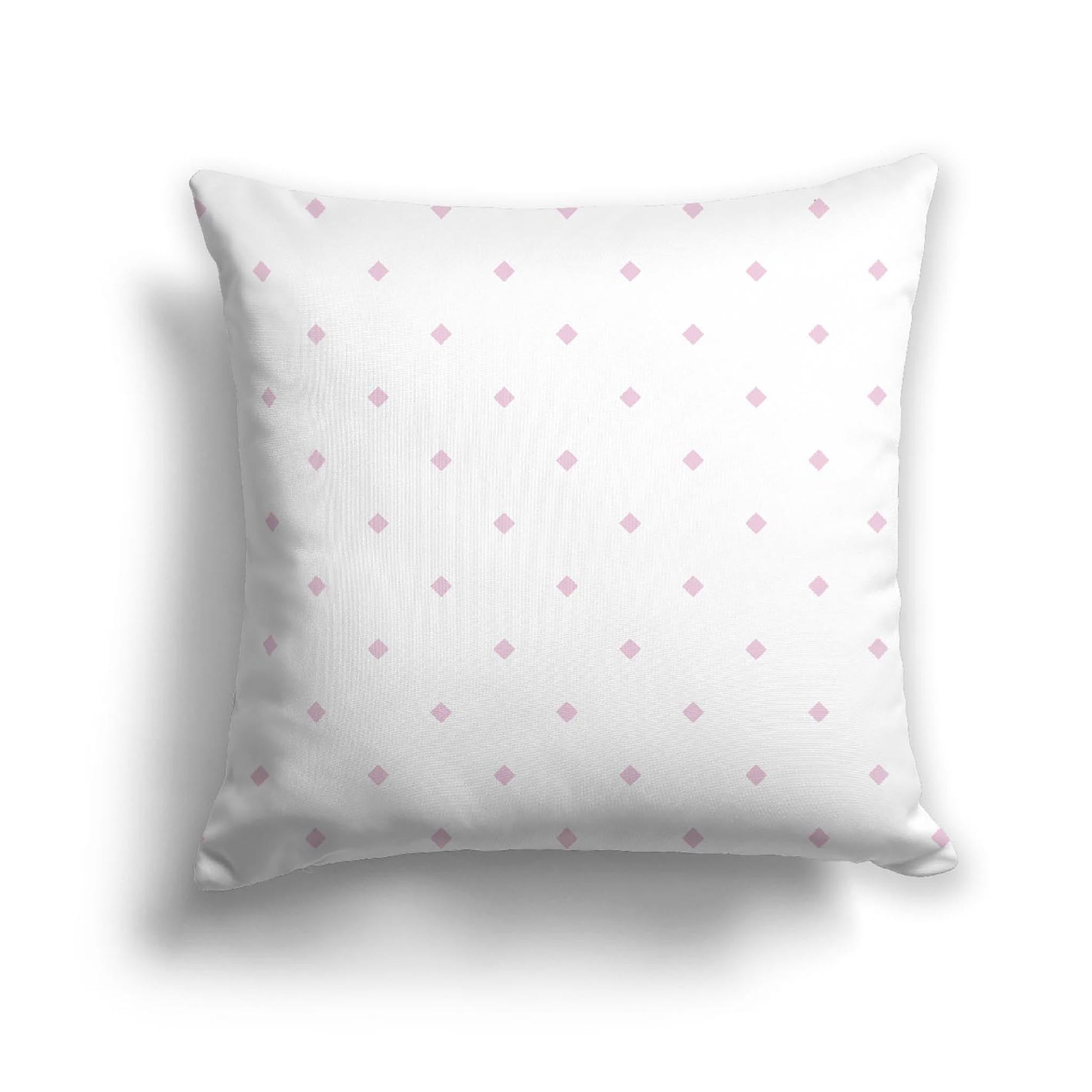 Off-White Cotton Canvas Cushion Covers with Pink Diamonds on Front, CACU-CC-1081-101, 46 x 46 cm, 18 x 18 inches