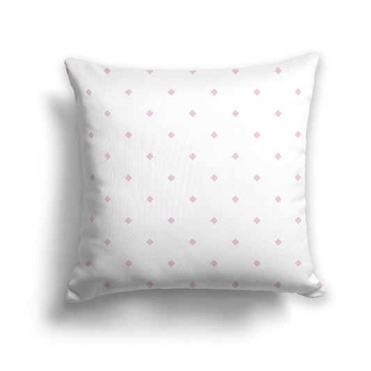 Off-White Cotton Canvas Cushion Covers with Pink Diamonds on Front, CACU-CC-1081-101, 46 x 46 cm, 18 x 18 inches