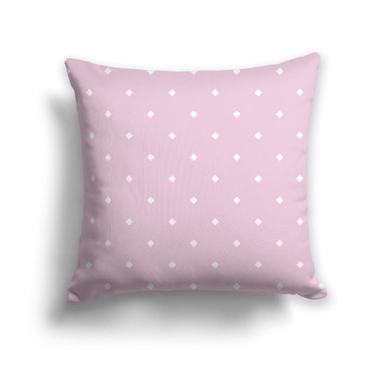 Pink Cotton Canvas Cushion Covers with Off-White Diamonds on Front, CACU-CC-1081-102, 46 x 46 cm, 18 x 18 inches