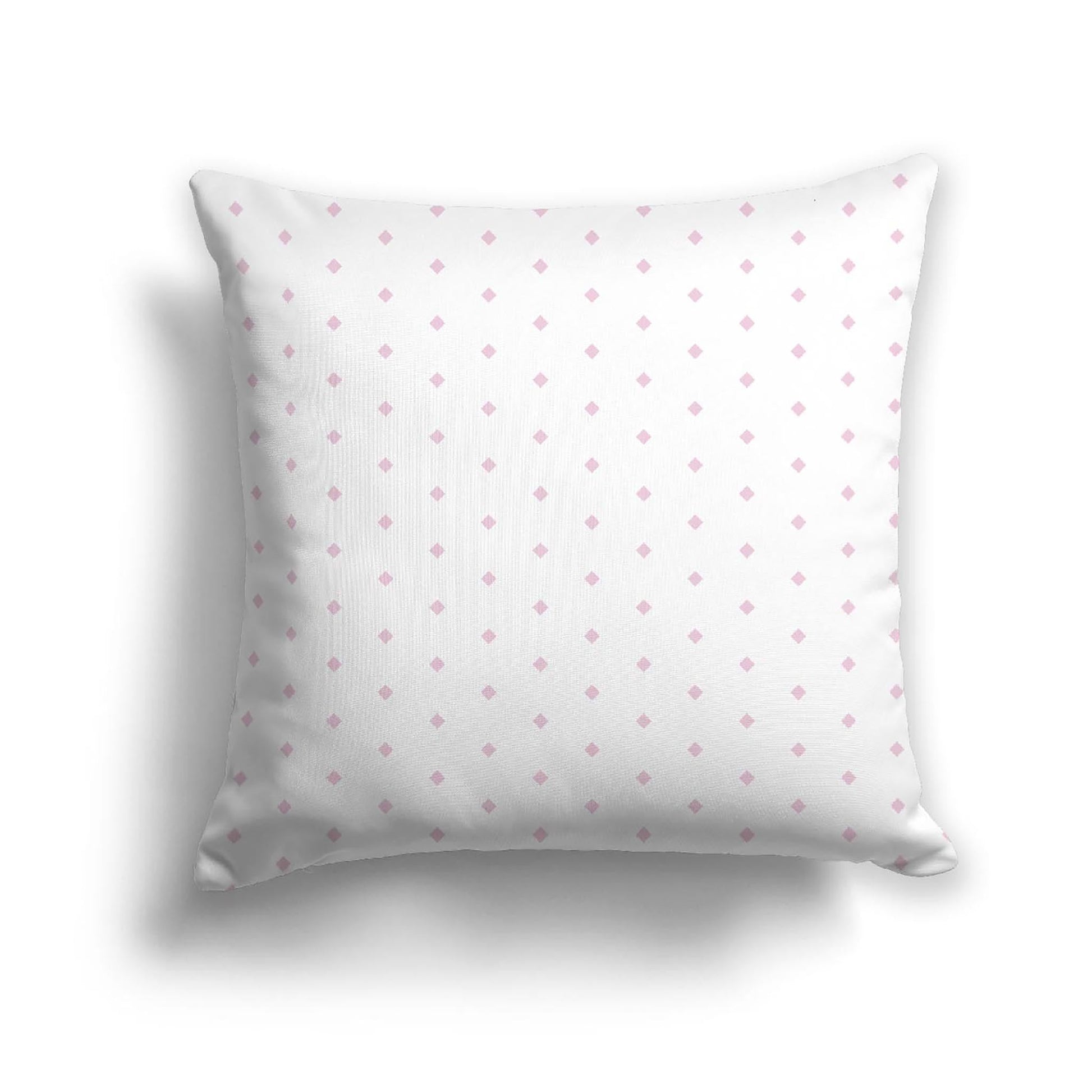 Off-White Cotton Canvas Cushion Covers with Fine Pink Diamonds on Front, CACU-CC-1081-111, 46 x 46 cm, 18 x 18 inches