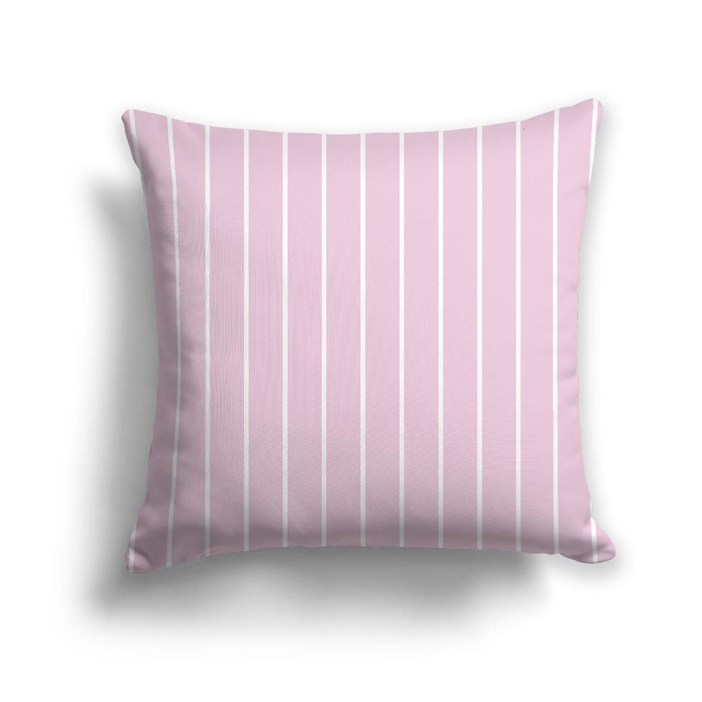 Pink Cotton Canvas Cushion Covers with Fine Off-White Stripes on Front, CACU-CC-1081-152, 46 x 46 cm, 18 x 18 inches