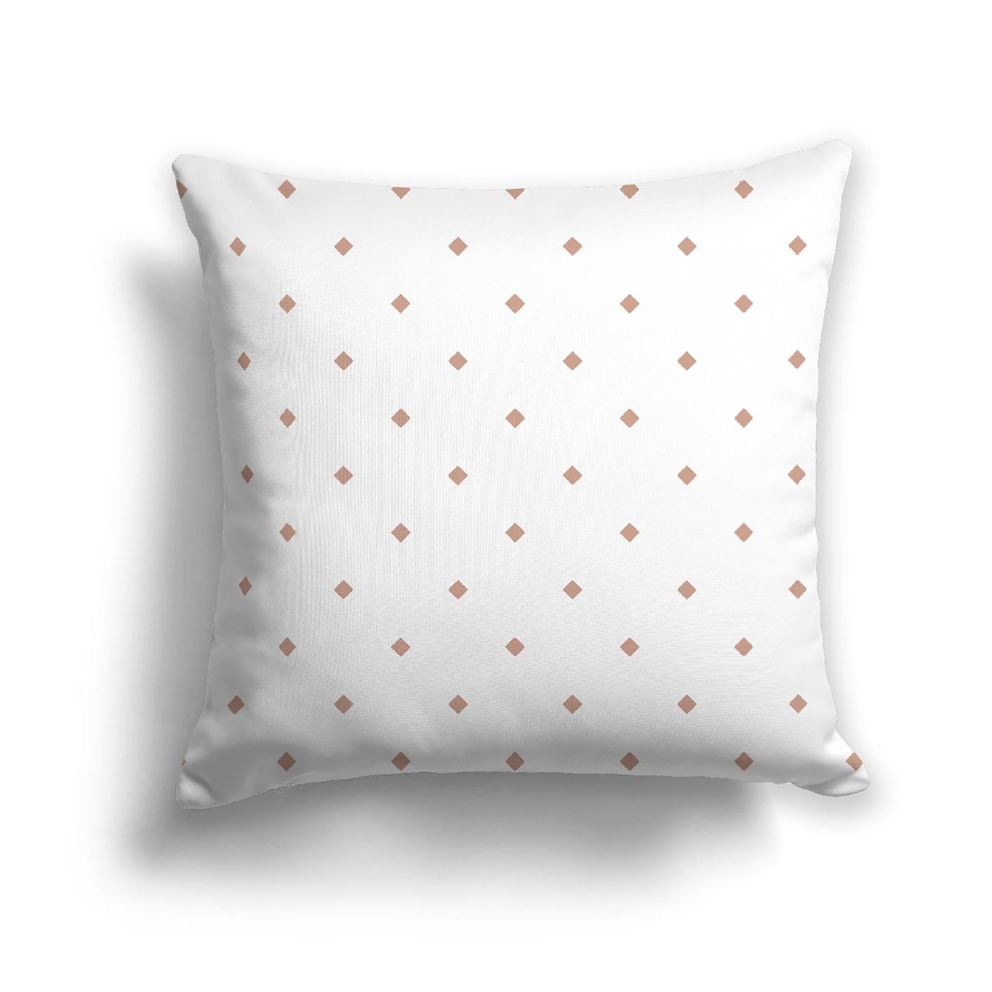 Off-White Cotton Canvas Cushion Covers with Salmon Diamonds on Front, CACU-CC-1139-101, 46 x 46 cm, 18 x 18 inches