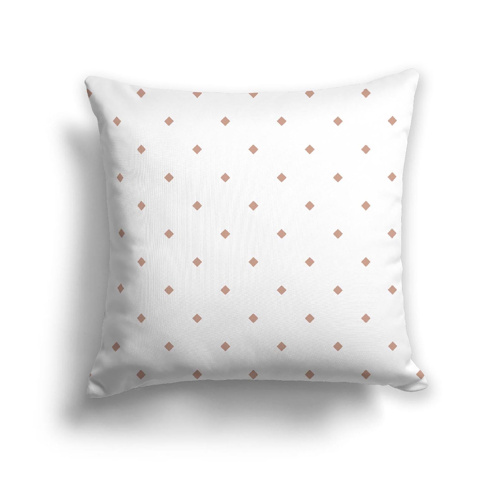 Off-White Cotton Canvas Cushion Covers with Salmon Diamonds on Front, CACU-CC-1139-101, 46 x 46 cm, 18 x 18 inches