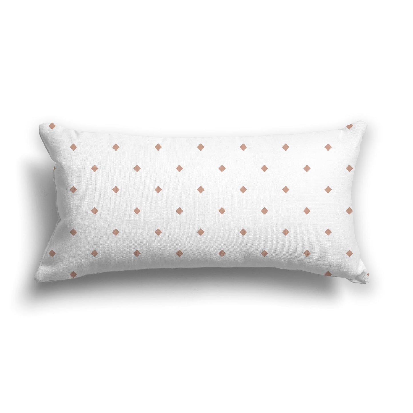 Off-White Cotton Canvas Cushion Covers with Salmon Diamonds on Front, CACU-CC-1139-101, 61 x 30 cm, 24 x 12 inches