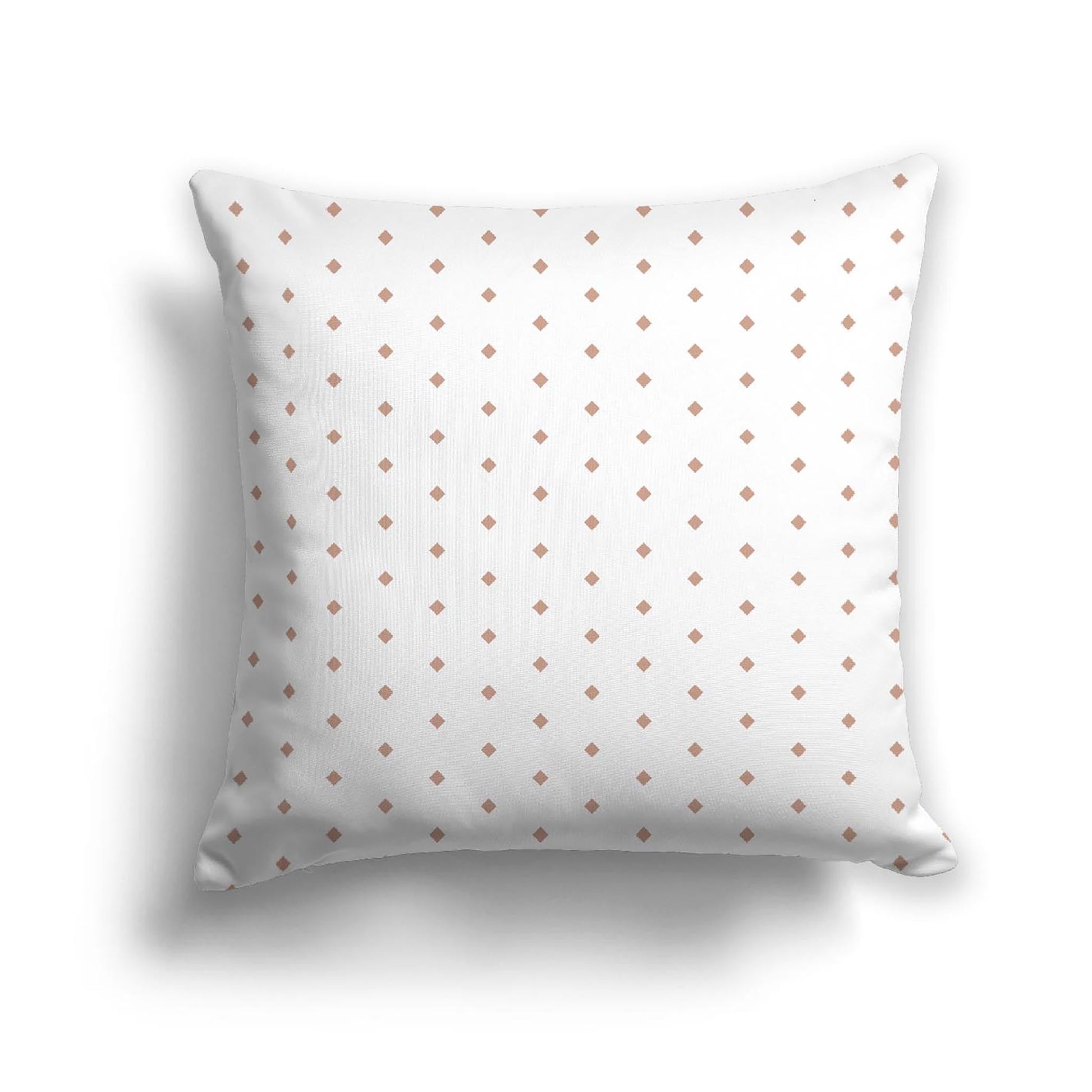 Off-White Cotton Canvas Cushion Covers with Fine Salmon Diamonds on Front, CACU-CC-1139-111, 46 x 46 cm, 18 x 18 inches