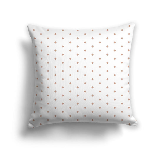 Off-White Cotton Canvas Cushion Covers with Fine Salmon Diamonds on Front, CACU-CC-1139-111, 46 x 46 cm, 18 x 18 inches