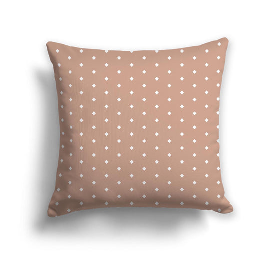 Salmon Cotton Canvas Cushion Covers with Fine Off-White Diamonds on Front, CACU-CC-1139-112, 46 x 46 cm, 18 x 18 inches