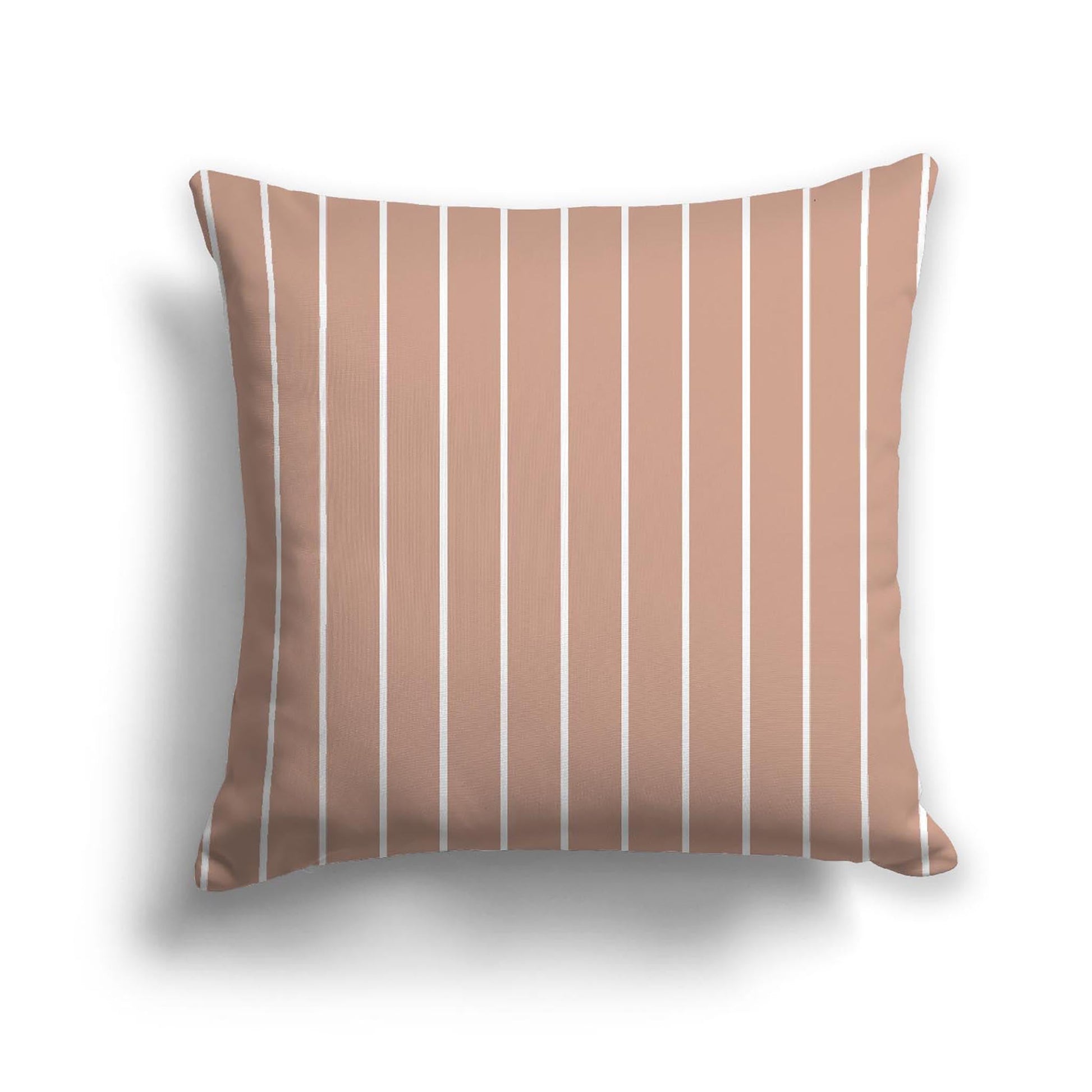 Salmon Cotton Canvas Cushion Covers with Fine Off-White Stripes on Front, CACU-CC-1139-152, 46 x 46 cm, 18 x 18 inches