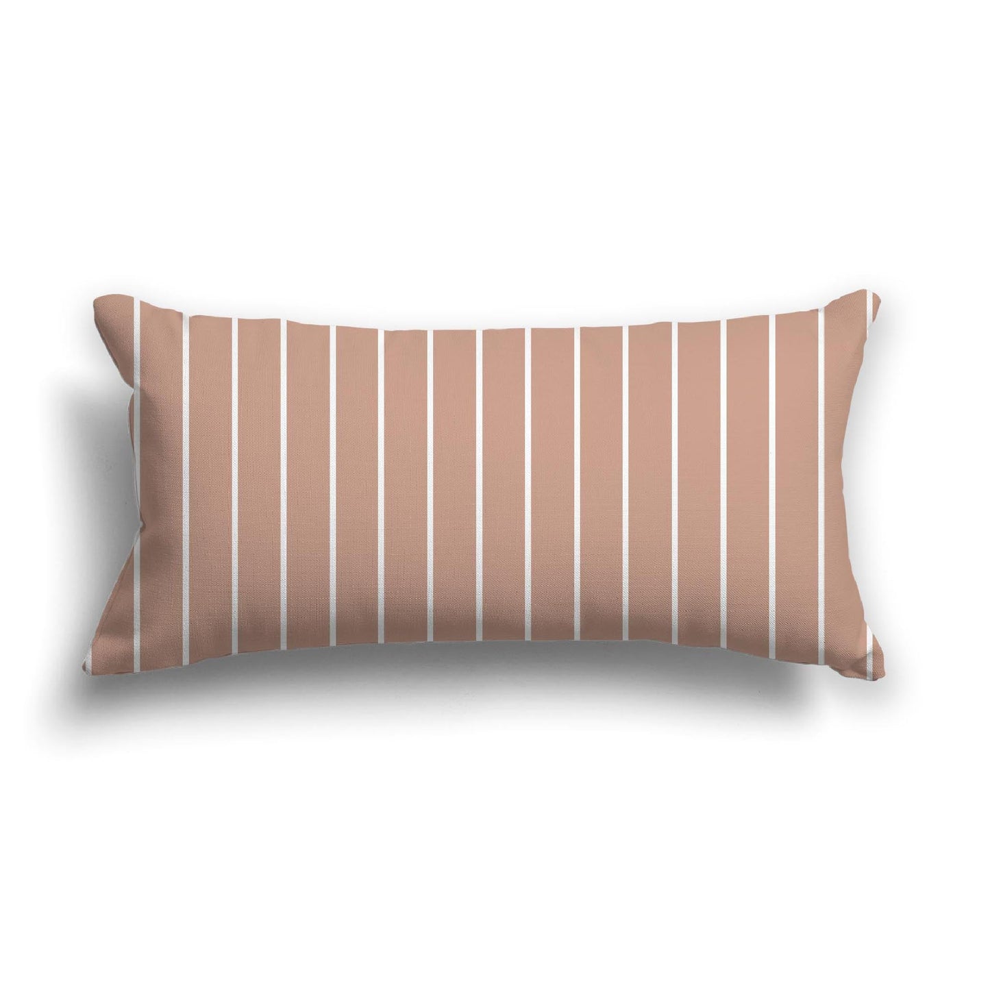 Salmon Cotton Canvas Cushion Covers with Fine Off-White Stripes on Front, CACU-CC-1139-152, 61 x 30 cm, 24 x 12 inches