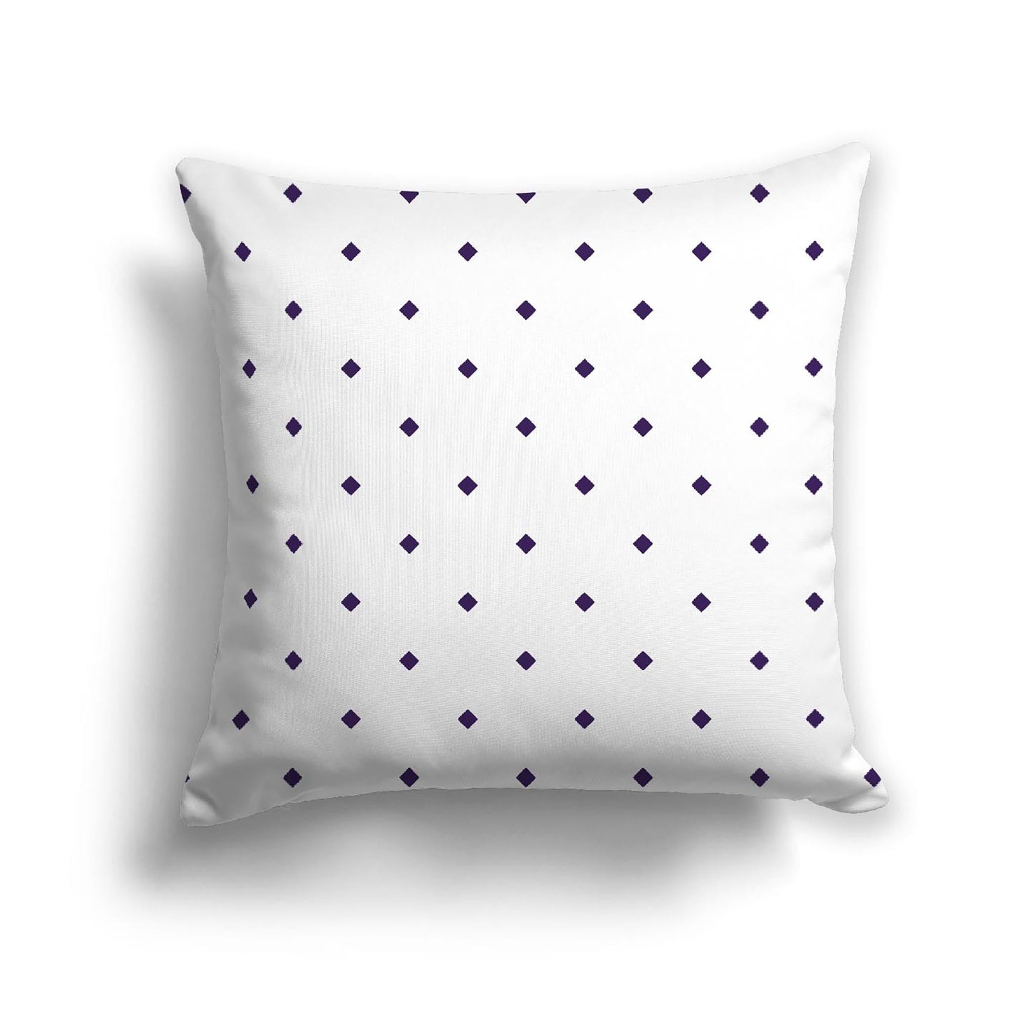 Off-White Cotton Canvas Cushion Covers with Purple Diamonds on Front, CACU-CC-1143-101, 46 x 46 cm, 18 x 18 inches