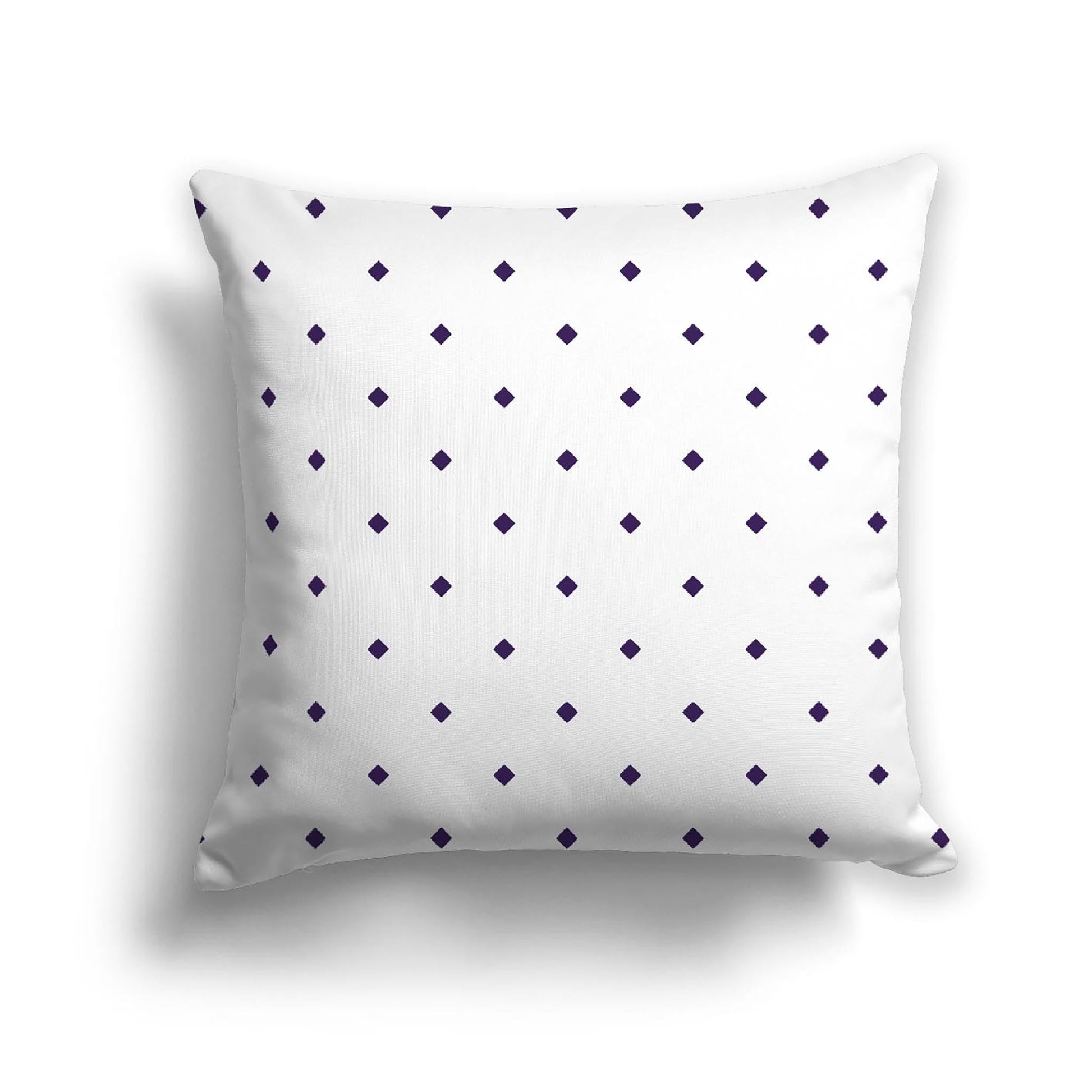 Off-White Cotton Canvas Cushion Covers with Purple Diamonds on Front, CACU-CC-1143-101, 46 x 46 cm, 18 x 18 inches