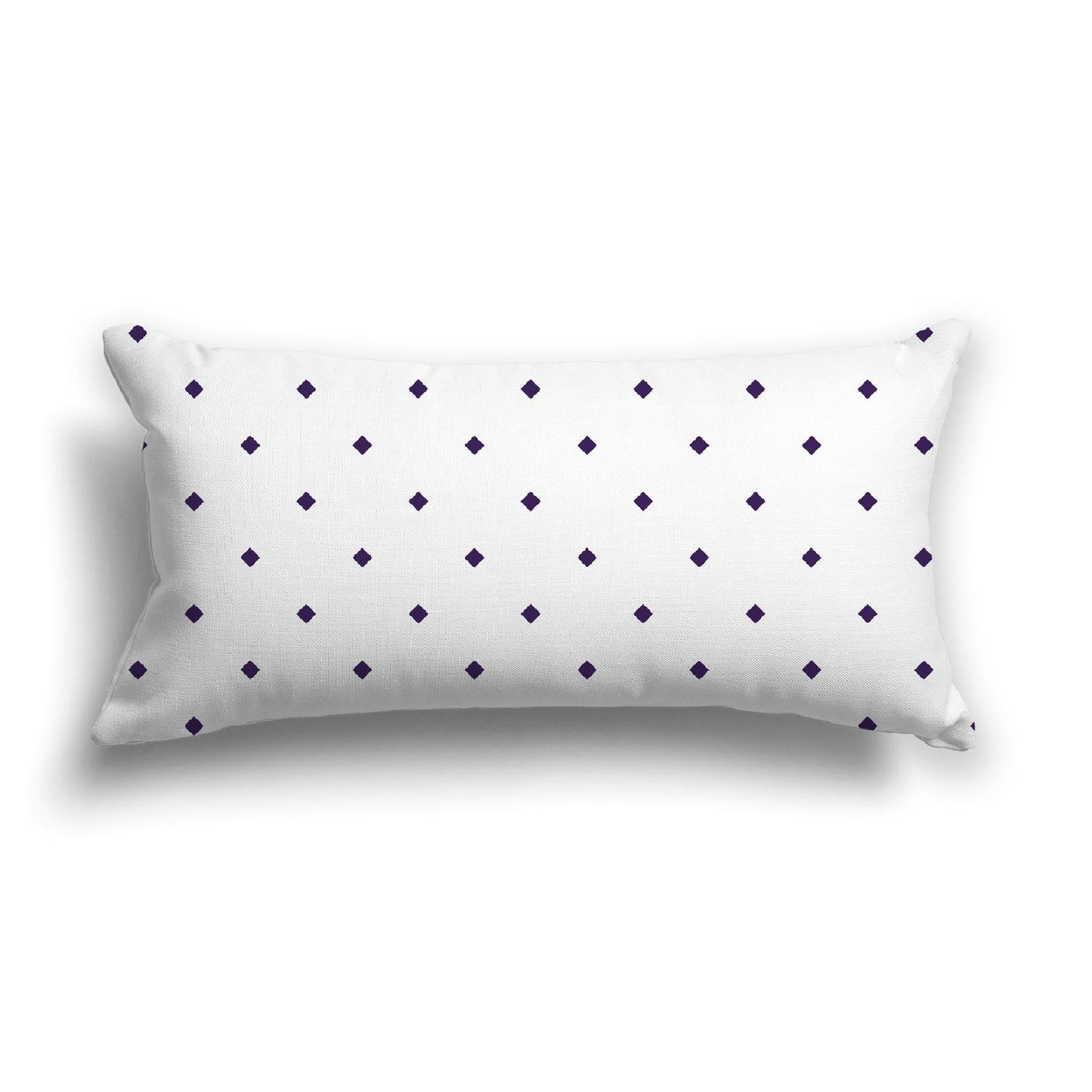 Off-White Cotton Canvas Cushion Covers with Purple Diamonds on Front, CACU-CC-1143-101, 61 x 30 cm, 24 x 12 inches