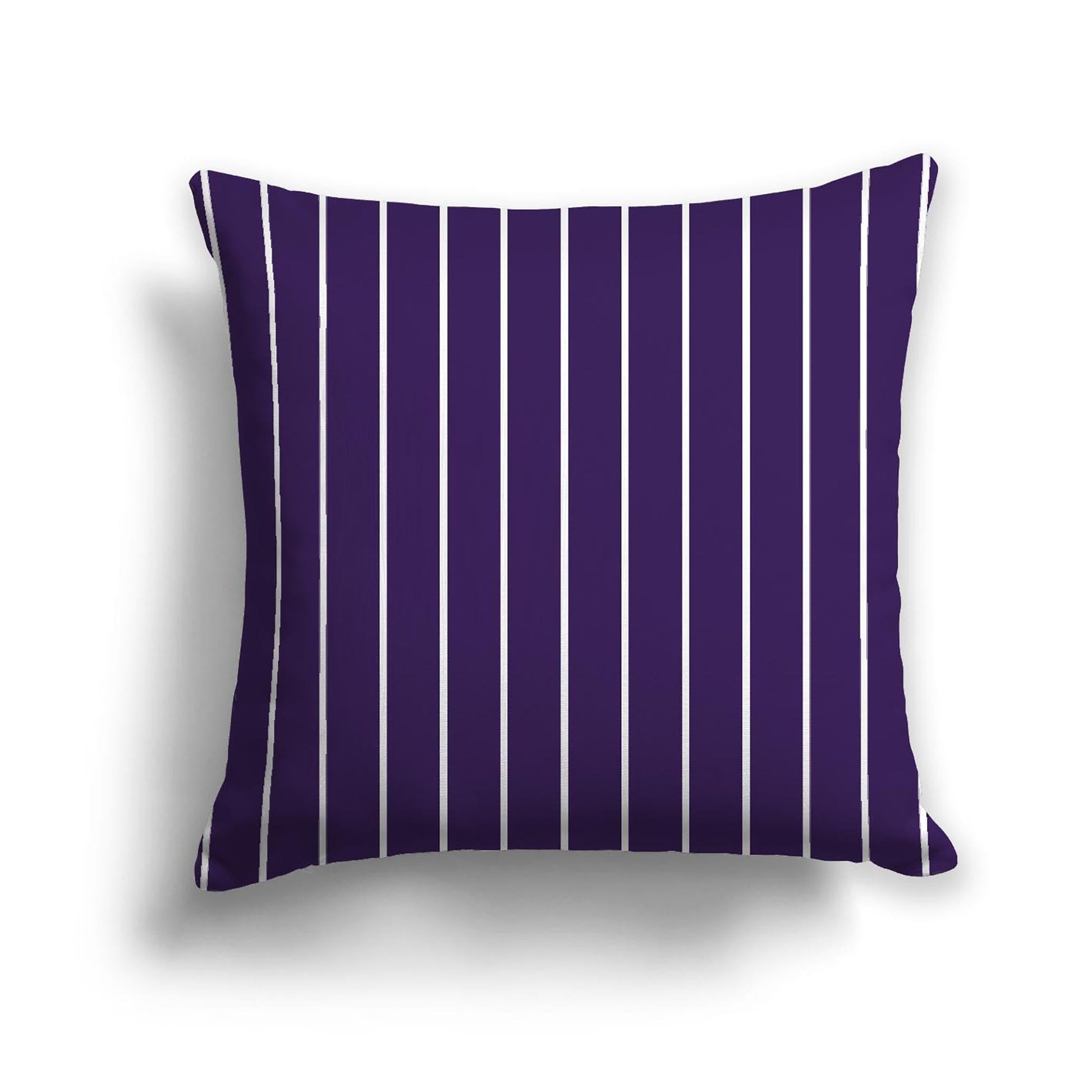 Purple Cotton Canvas Cushion Covers with Fine Off-White Stripes on Front, CACU-CC-1143-152, 46 x 46 cm, 18 x 18 inches