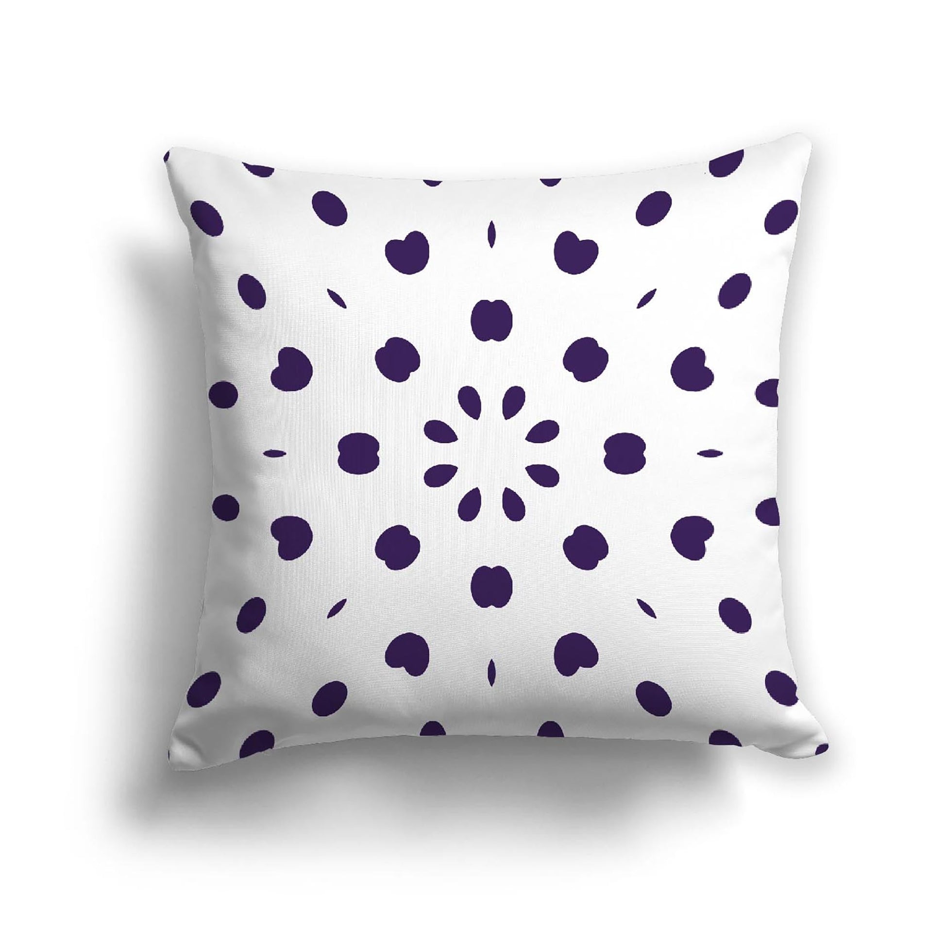 Off-White Cotton Canvas Cushion Covers with Purple Burst Pattern on Front, CACU-CC-1143-231, 46 x 46 cm, 18 x 18 inches