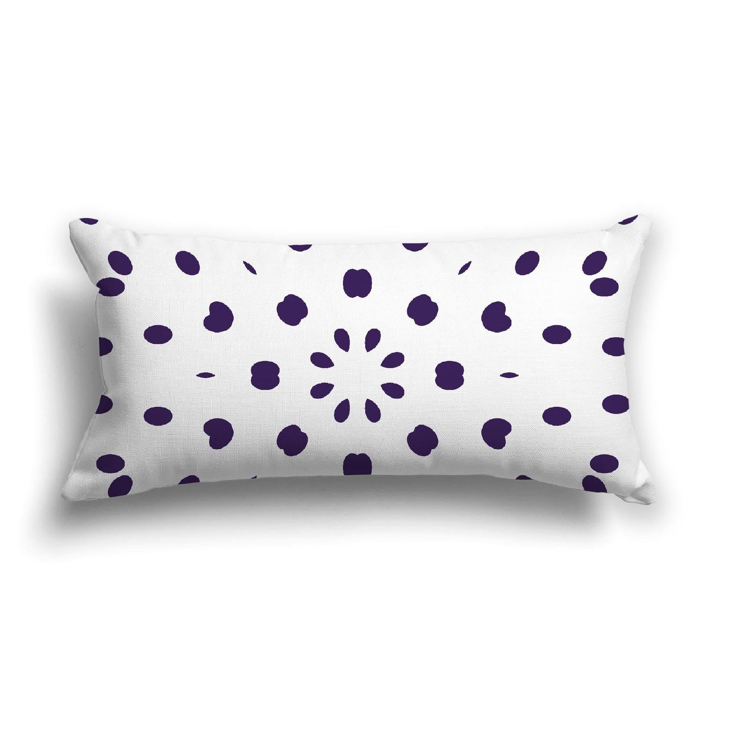 Off-White Cotton Canvas Cushion Covers with Purple Burst Pattern on Front, CACU-CC-1143-231, 61 x 30 cm, 24 x 12 inches