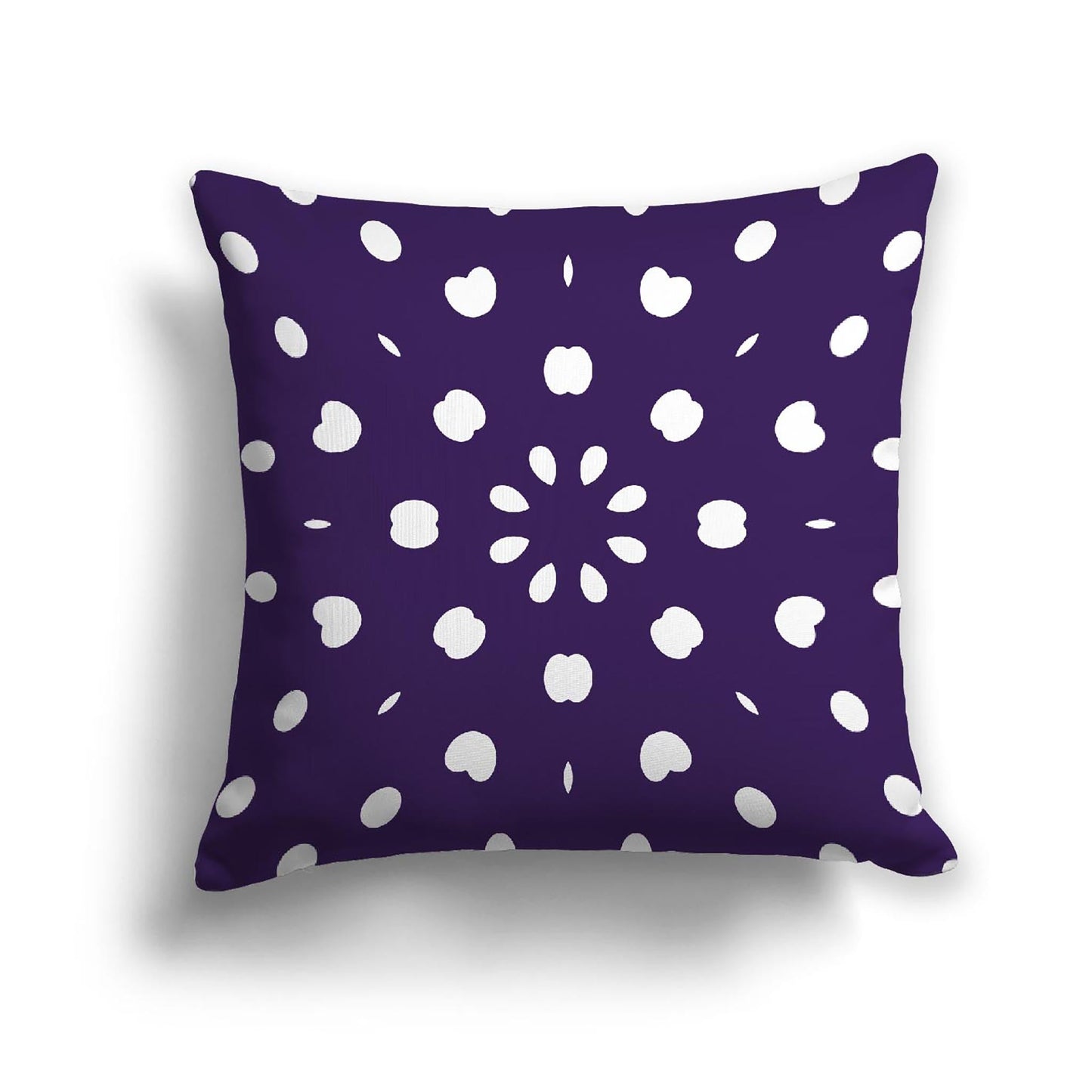 Purple Cotton Canvas Cushion Covers with Off-White Burst Pattern on Front, CACU-CC-1143-232, 46 x 46 cm, 18 x 18 inches
