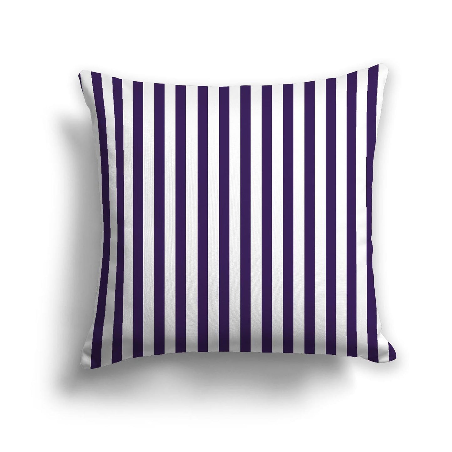 Off-White Cotton Canvas Cushion Covers with Thin Purple Bars on Front, CACU-CC-1143-241, 46 x 46 cm, 18 x 18 inches