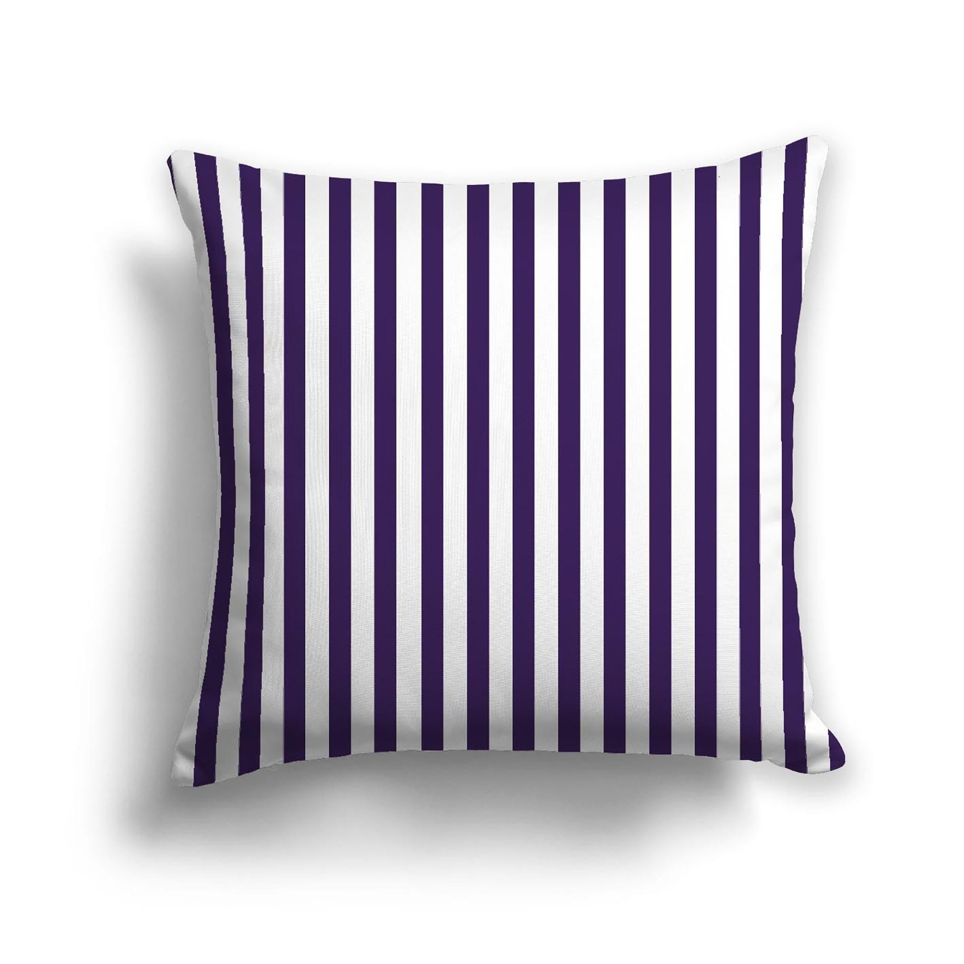 Off-White Cotton Canvas Cushion Covers with Thin Purple Bars on Front, CACU-CC-1143-241, 46 x 46 cm, 18 x 18 inches
